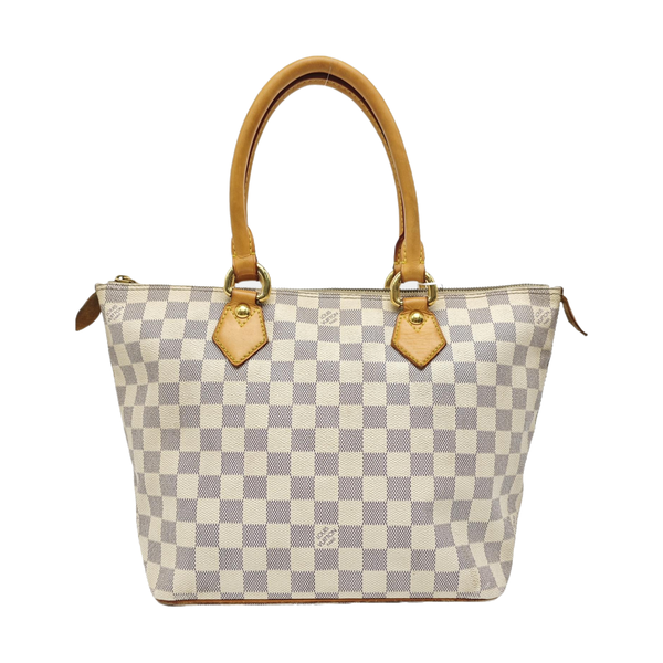 SALEYA PM Damier Azur Coated Canvas White