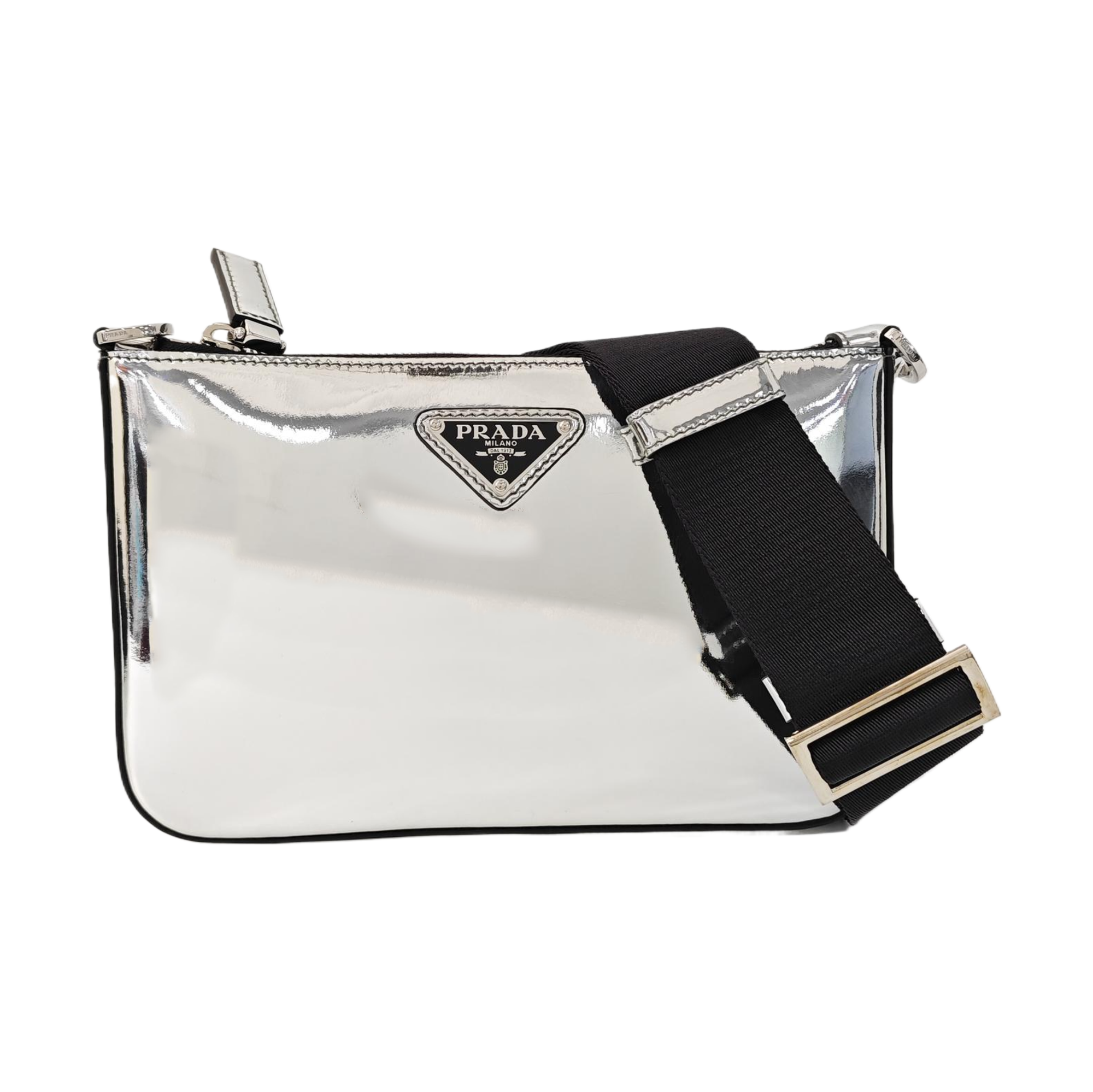 Patent Leather Shoulder Bag Silver