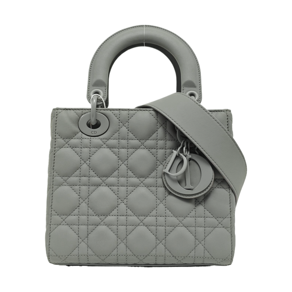 Lady Dior Small Cannage Lambskin Gray