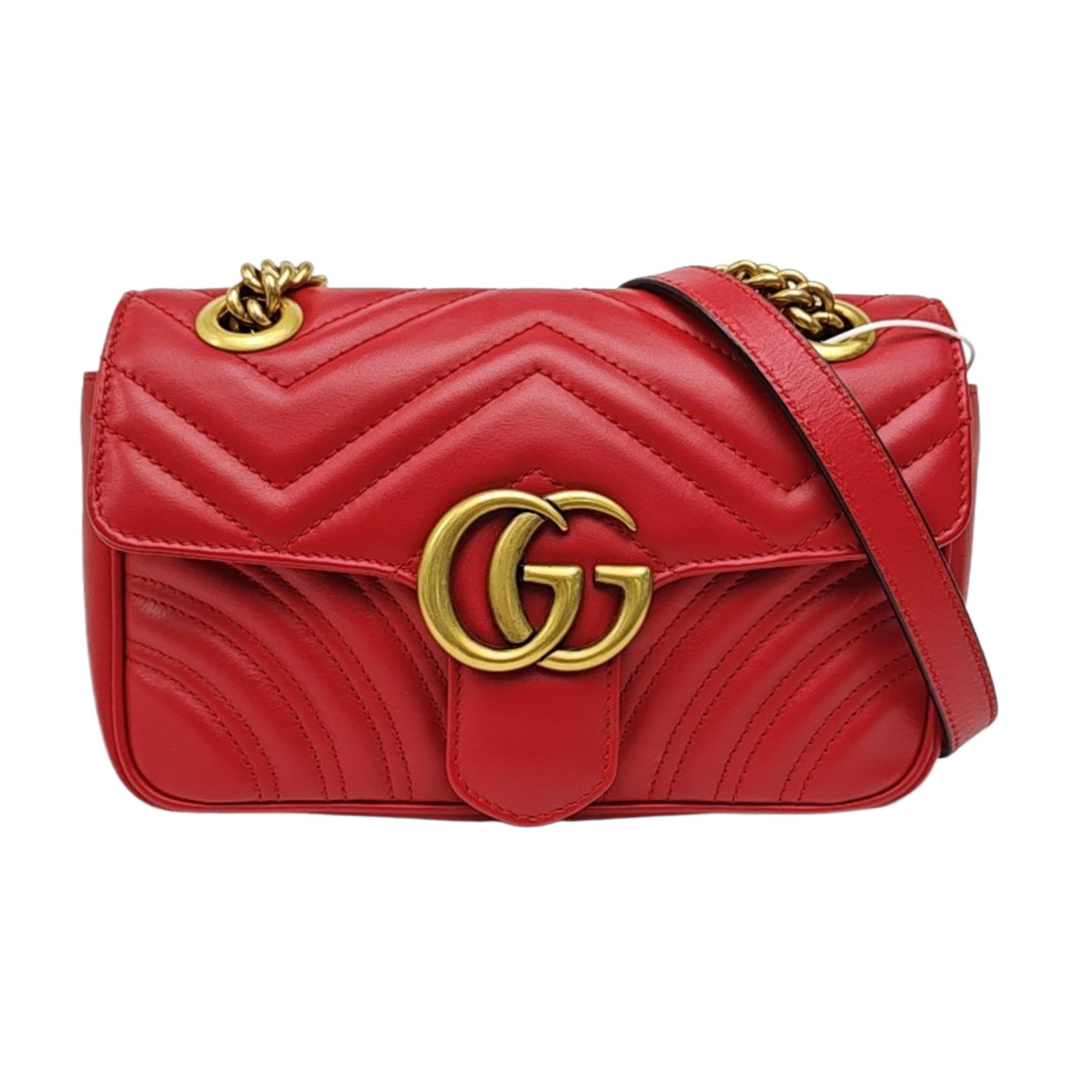 GG Marmont Small Quilted Calfskin Red