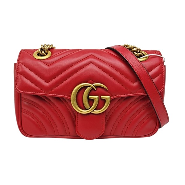 GG Marmont Small Quilted Calfskin Red