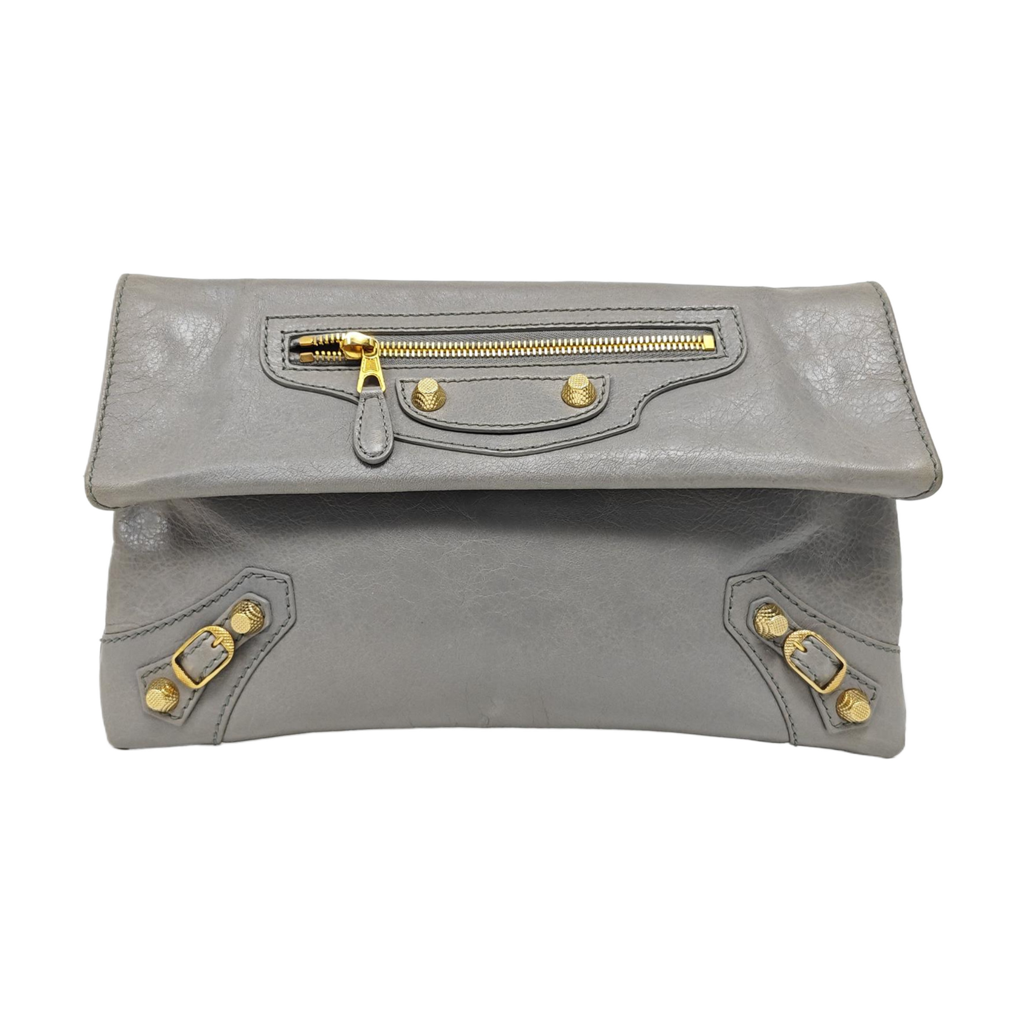 Classic Metallic Edge City Small Calfskin Gray