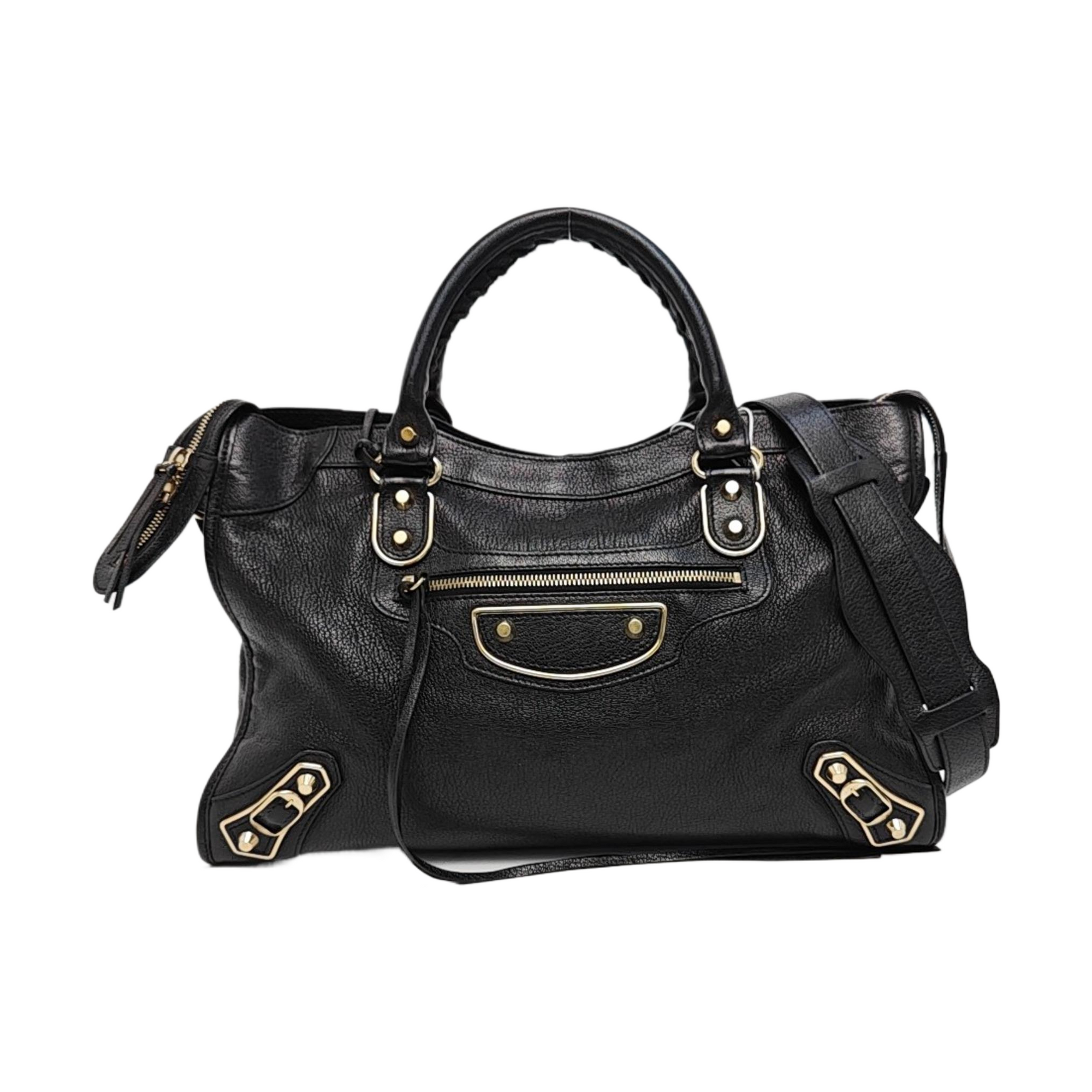 Classic Metallic Edge City Medium Lambskin Black