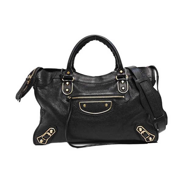 Classic Metallic Edge City Medium Lambskin Black