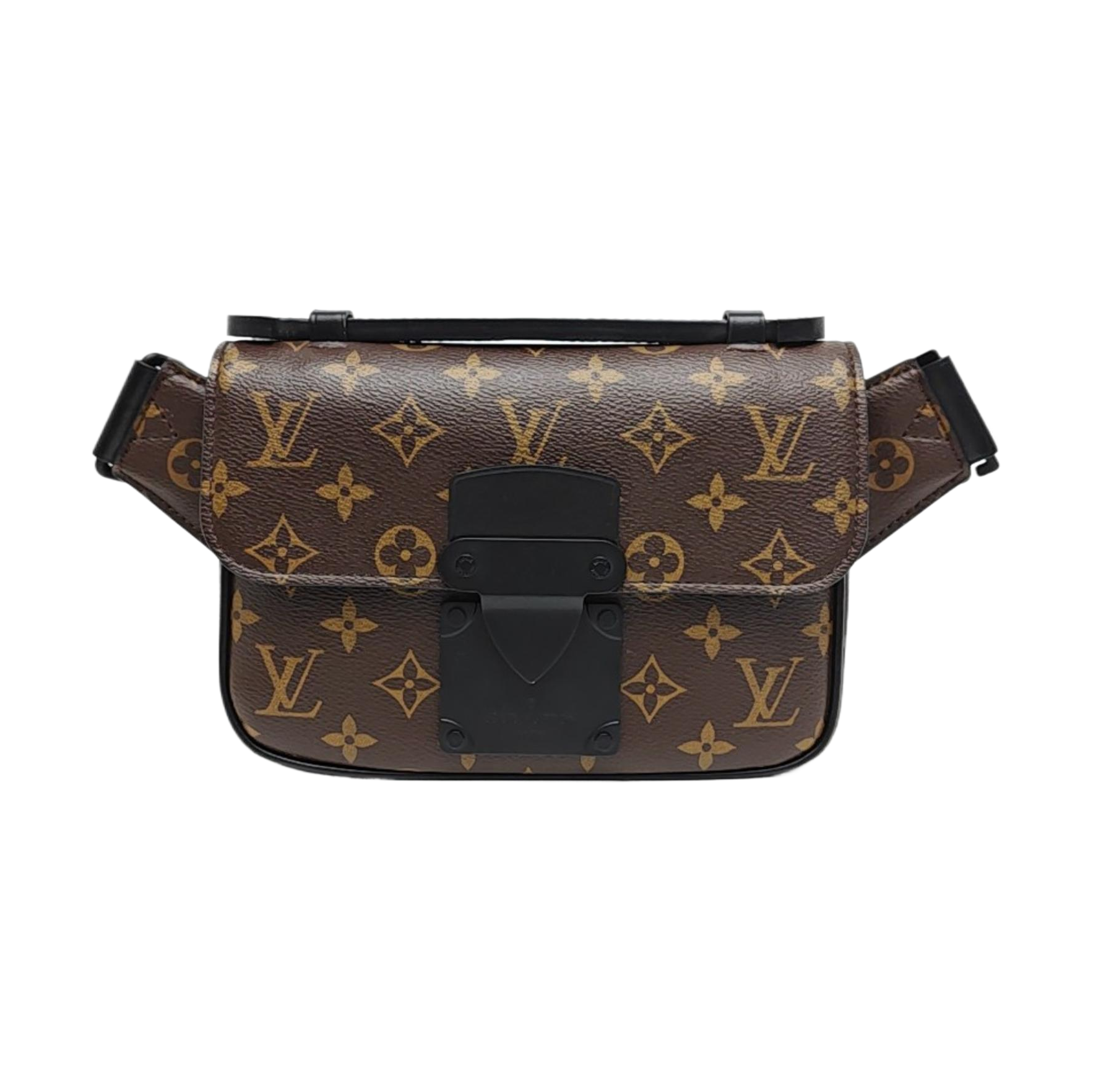 S LOCK Monogram Coated Canvas Brown