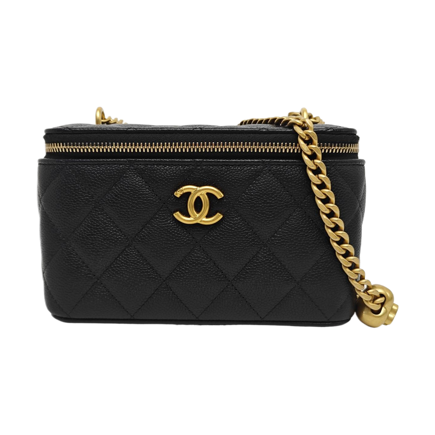 VANITY CASE Small Quilted Grained Calfskin Black