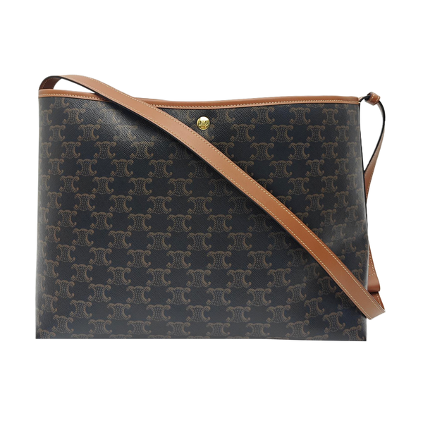 Coated Canvas Shoulder Bag Brown