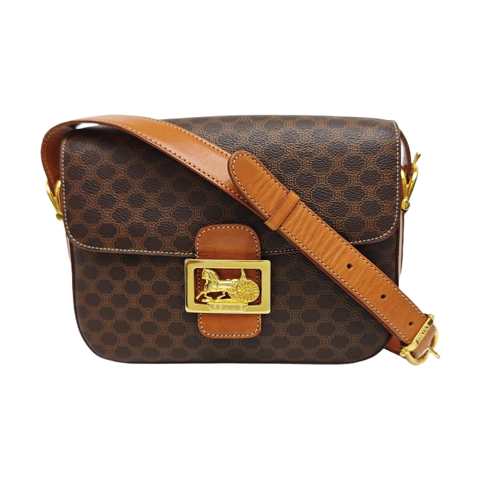 Coated Canvas Shoulder Bag Brown