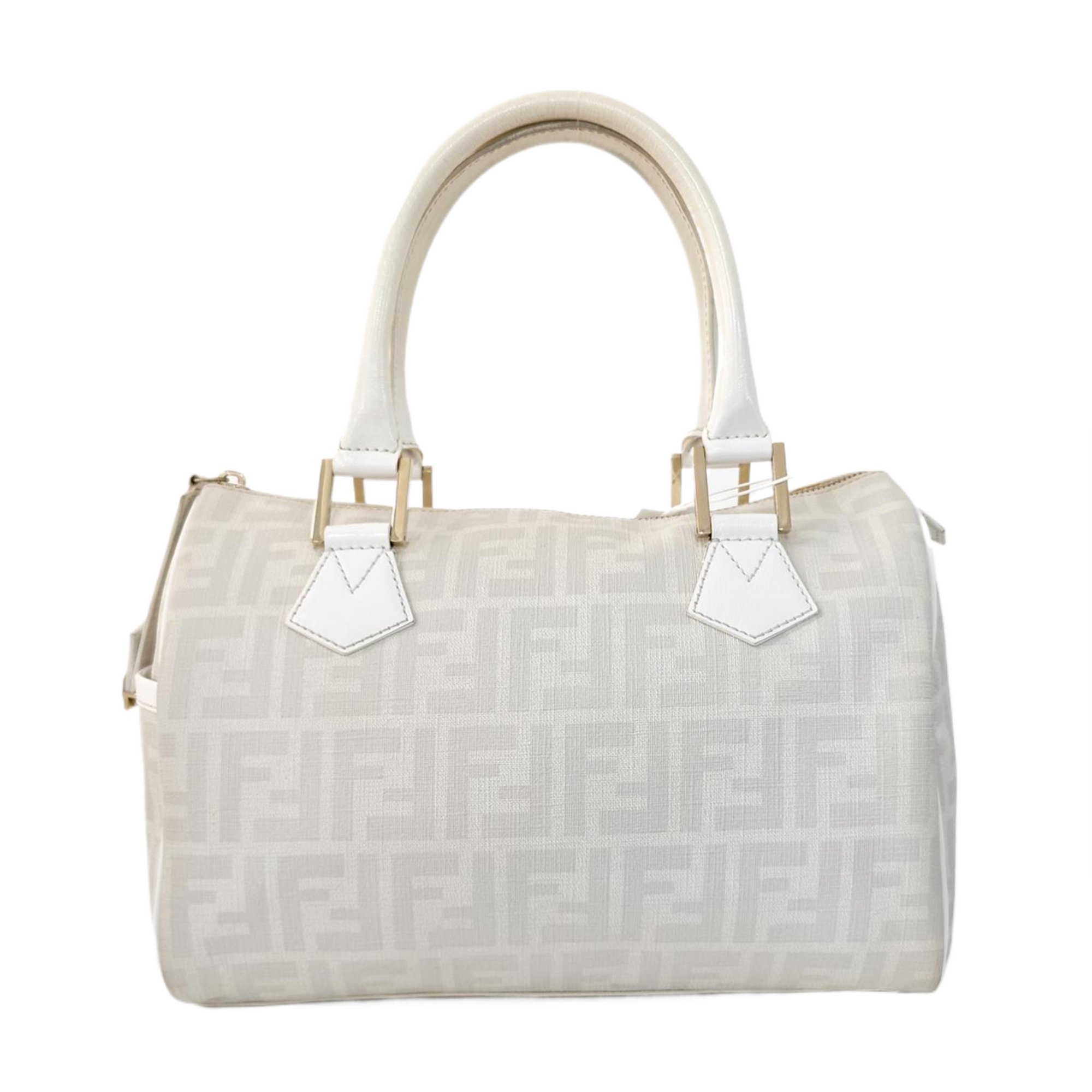 Coated Canvas Top Handle Bag White
