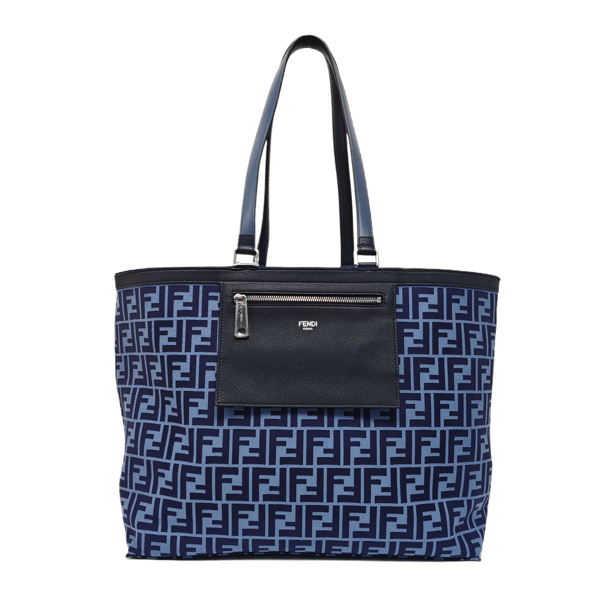 Monogram Canvas Tote Bag Blue