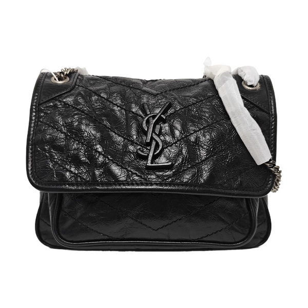 NIKI Small Chevron Calfskin Black