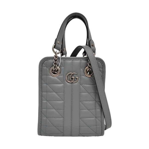 GG Marmont Mini Quilted Calfskin Gray