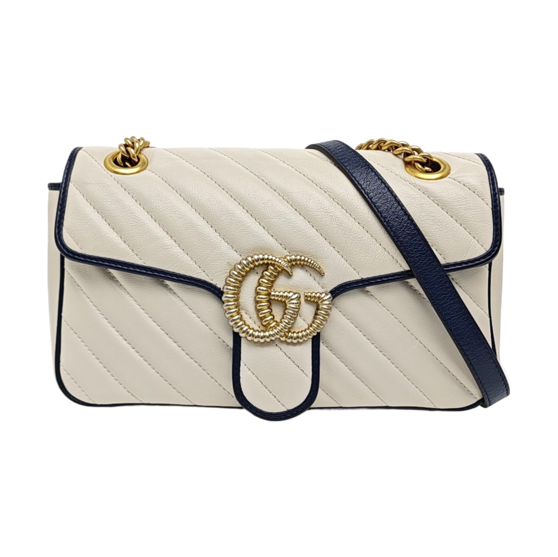 GG Marmont Medium Quilted Calfskin White