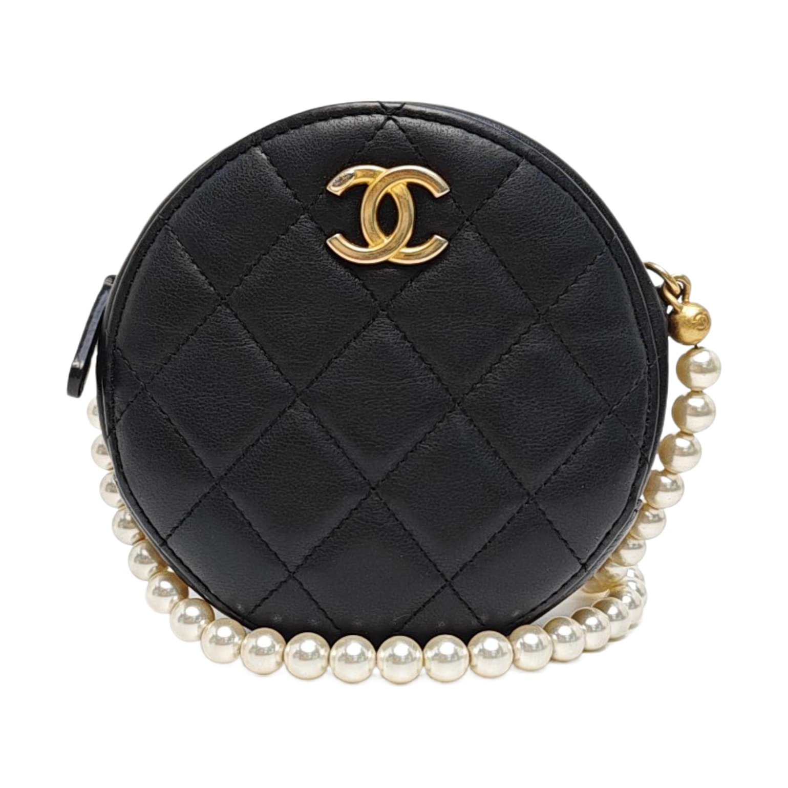 ROUND Mini Quilted Calfskin Black