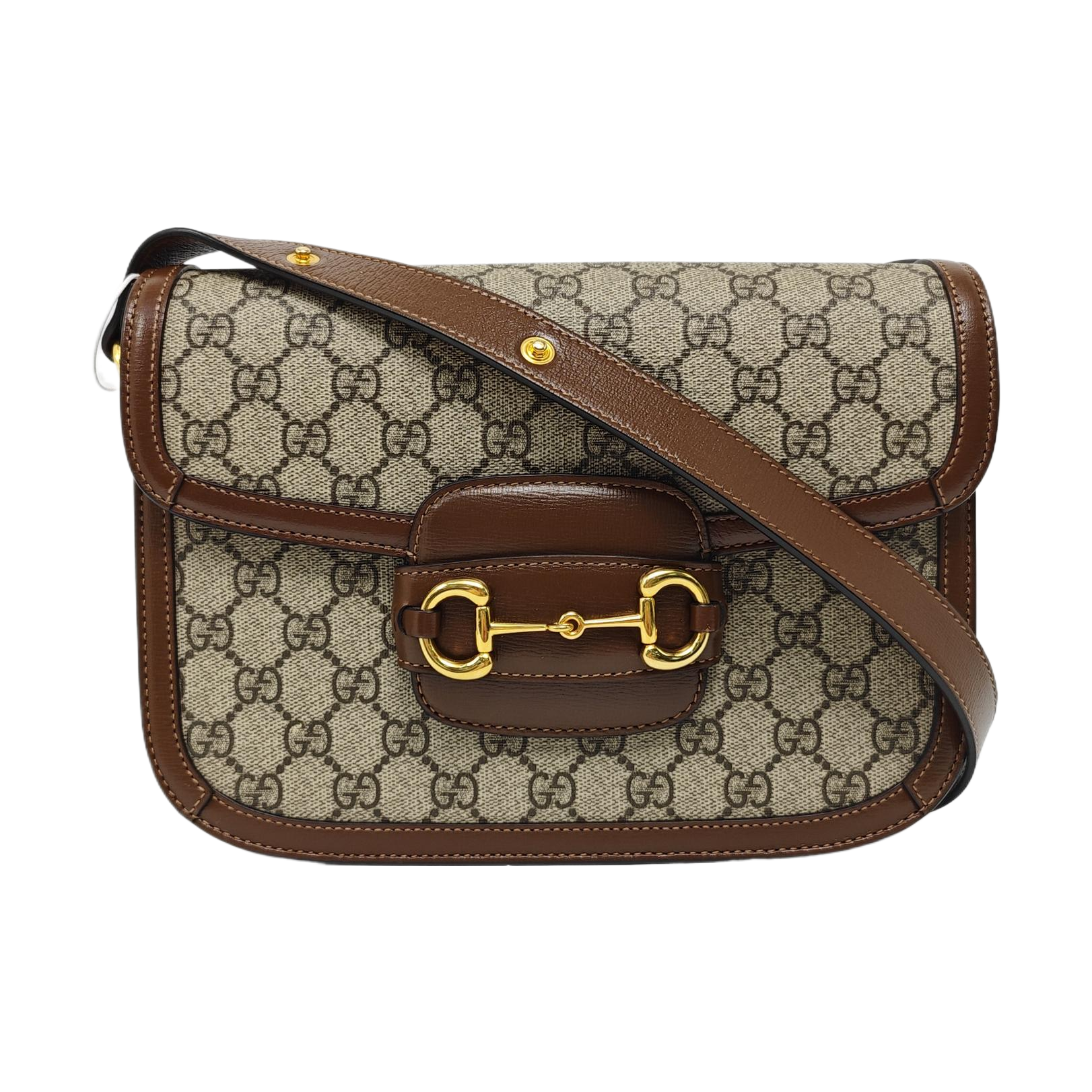 Horsebit 1955 Medium Monogram Coated Canvas Beige