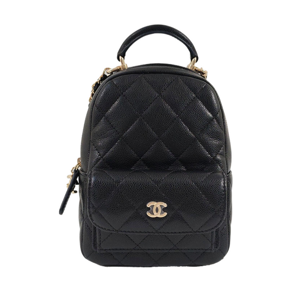 Mini Quilted Grained Calfskin Black
