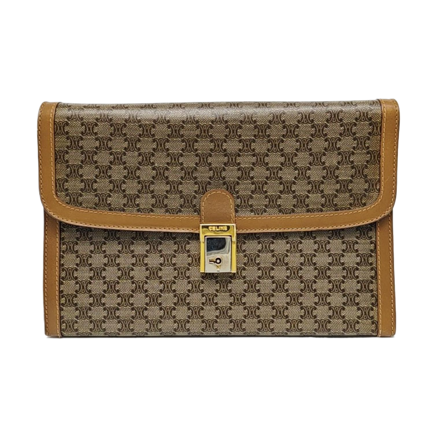 Coated Canvas Clutch Medium Brown