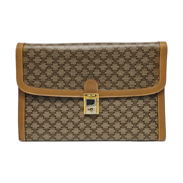 Coated Canvas Clutch Medium Brown