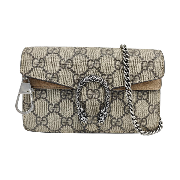 Dionysus Super Mini Monogram Coated Canvas Beige