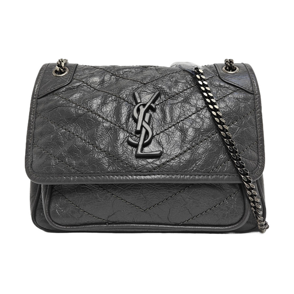 NIKI Small Chevron Calfskin Gray