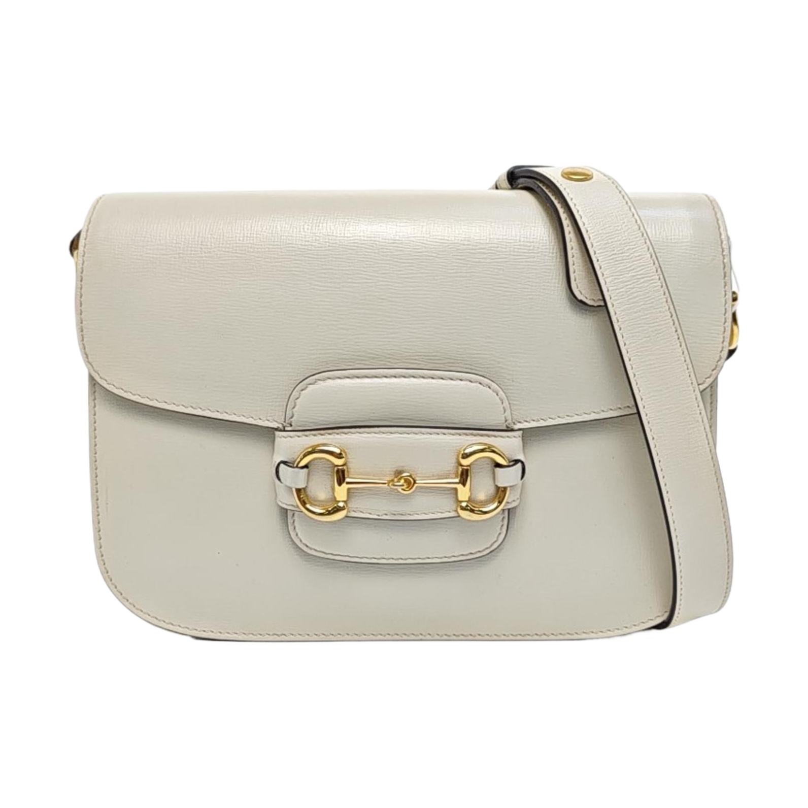 Authenticated pre-owned  Horsebit 1955 Small Calfskin White - Shoulder Bag at Looply