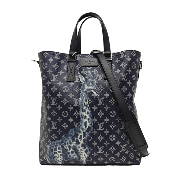 Monogram Coated Canvas Tote Bag Blue