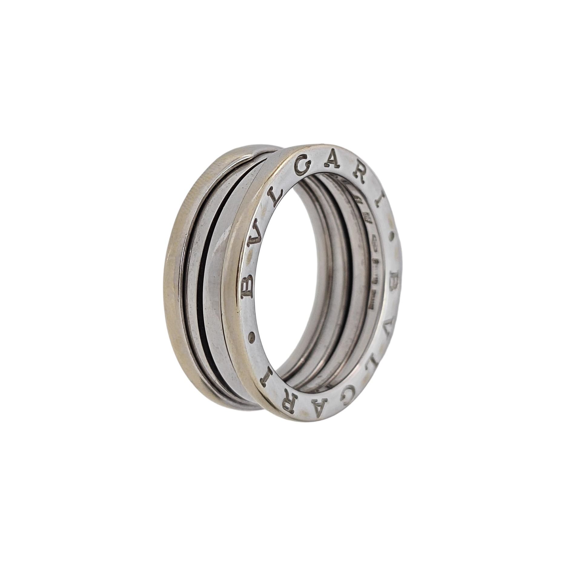 B.ZERO1 18k White Gold Silver Ring EU 59