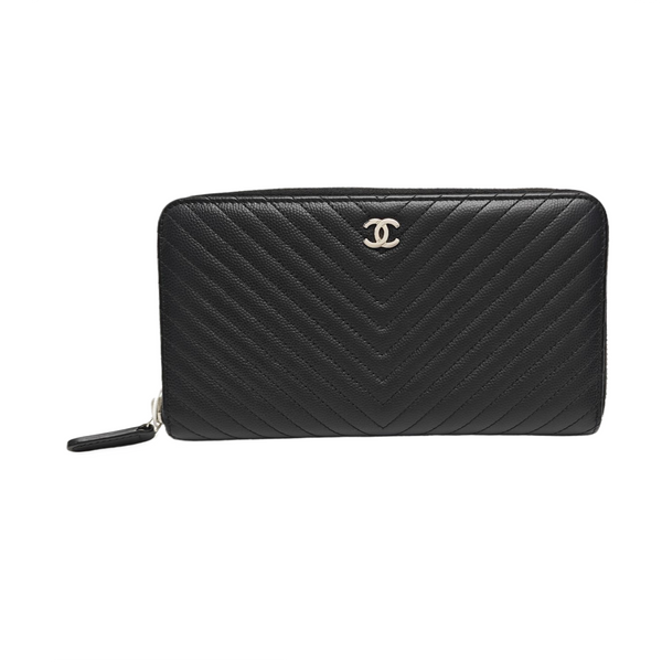 Chevron Calfskin Wallet Black
