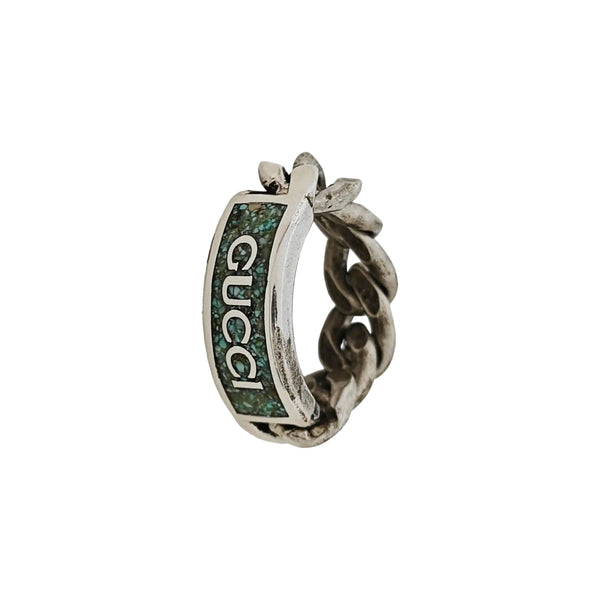 925 Sterling Silver Green Ring EU 50
