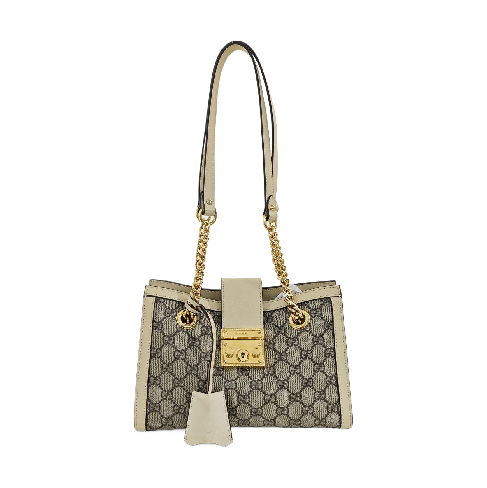 Padlock Small Monogram Coated Canvas Beige