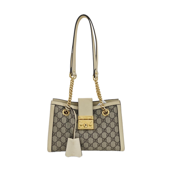 Padlock Small Monogram Coated Canvas Beige