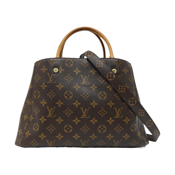 MONTAIGNE MM Monogram Coated Canvas Brown