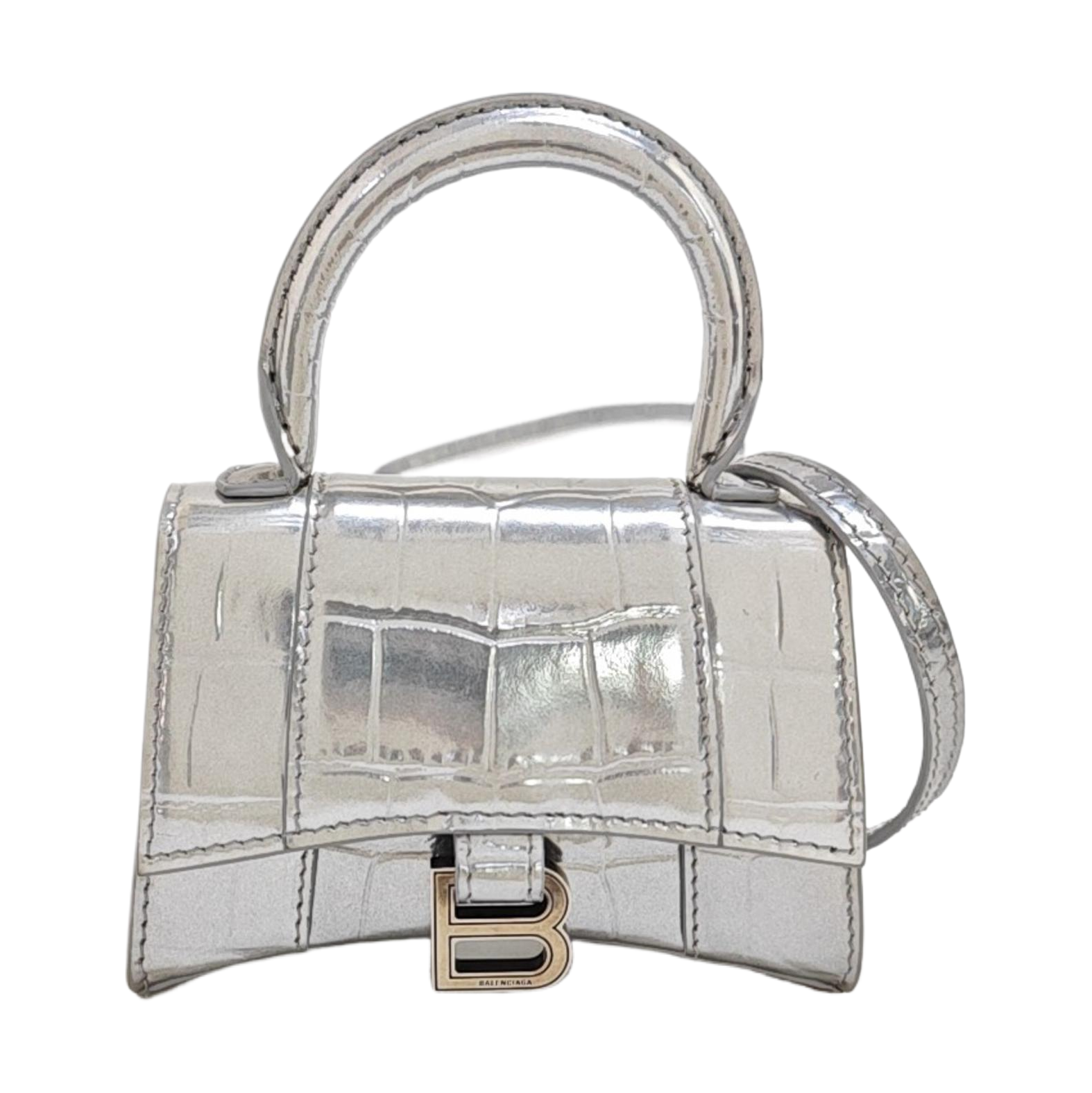 Hourglass Mini Calfskin Silver