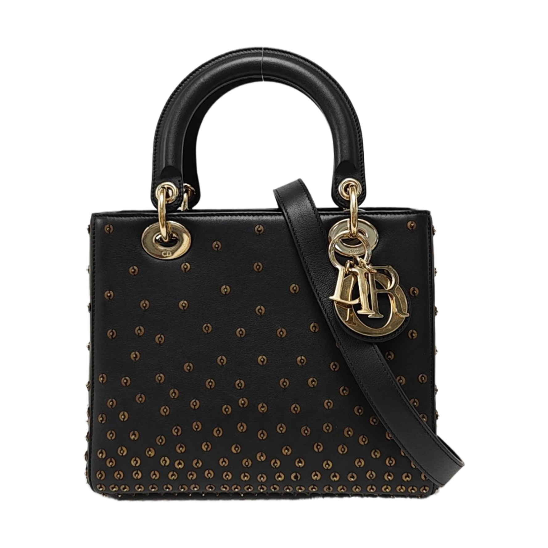 Authenticated pre-owned  Lady Dior Medium Quilted Calfskin Black - Tote Bag at Looply