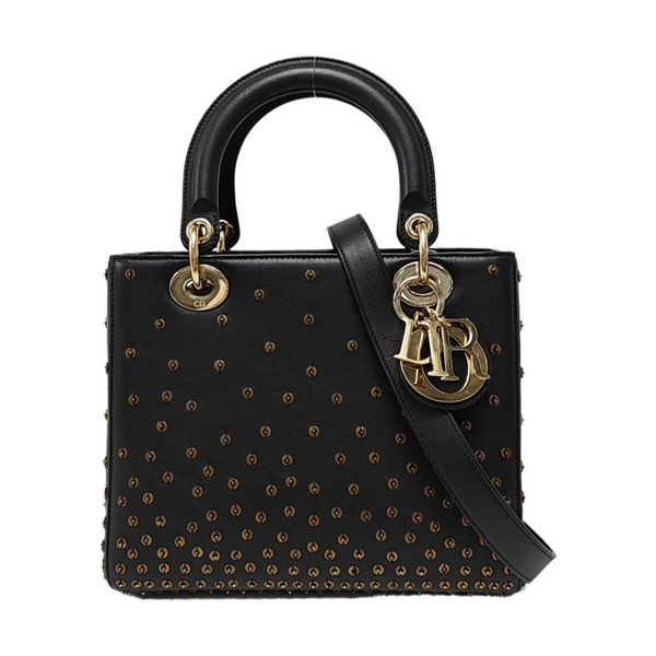 Authenticated pre-owned  Lady Dior Medium Quilted Calfskin Black - Tote Bag at Looply