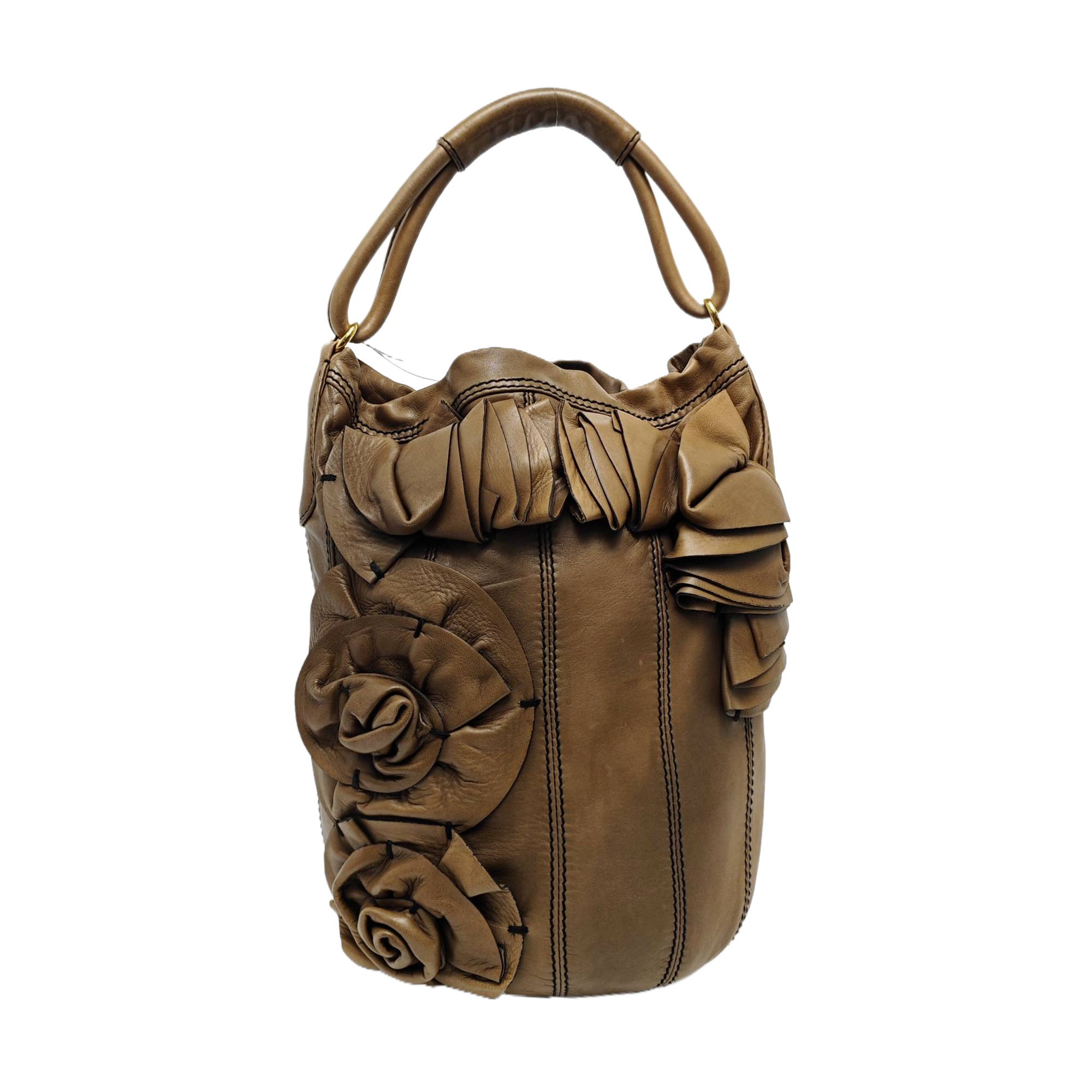 Lambskin Top Handle Bag Brown