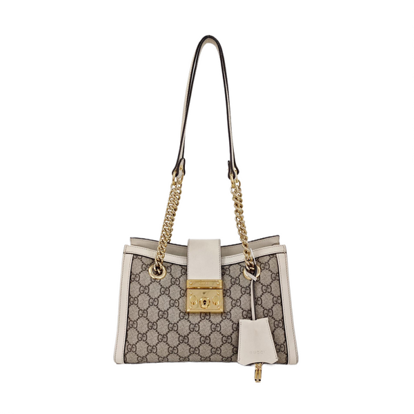 Padlock Small Monogram Coated Canvas Beige