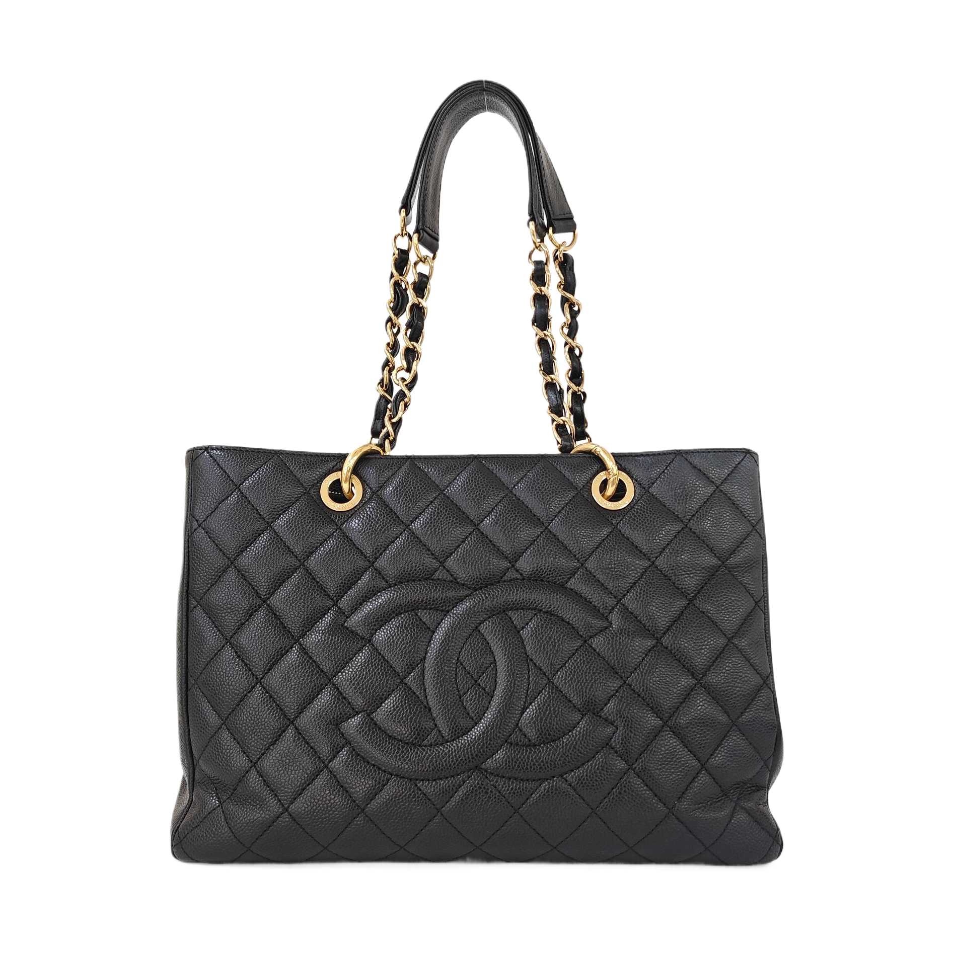 CHANEL GST Large Quilted Grained Calfskin Black