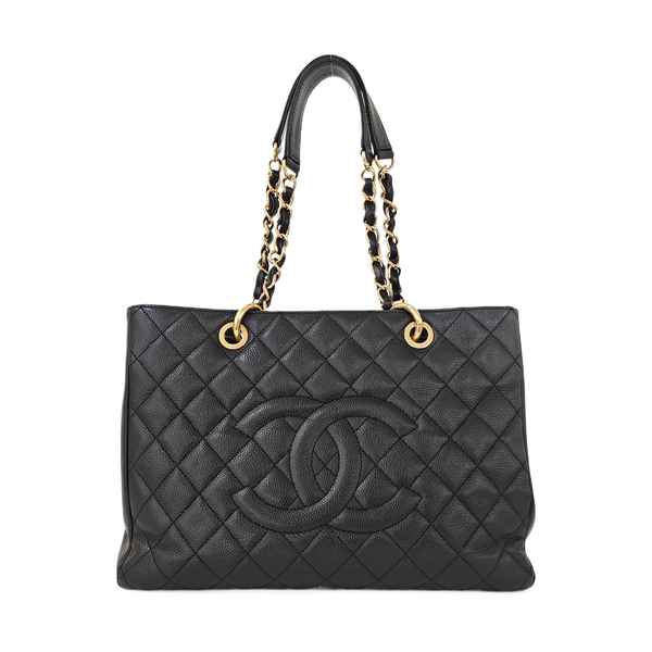 CHANEL GST Large Quilted Grained Calfskin Black