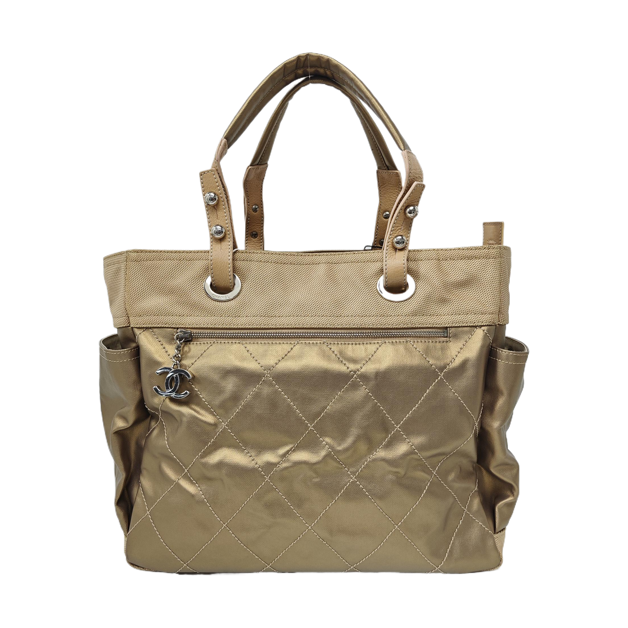 PARIS BIARRITZ Large Quilted Coated Canvas Beige