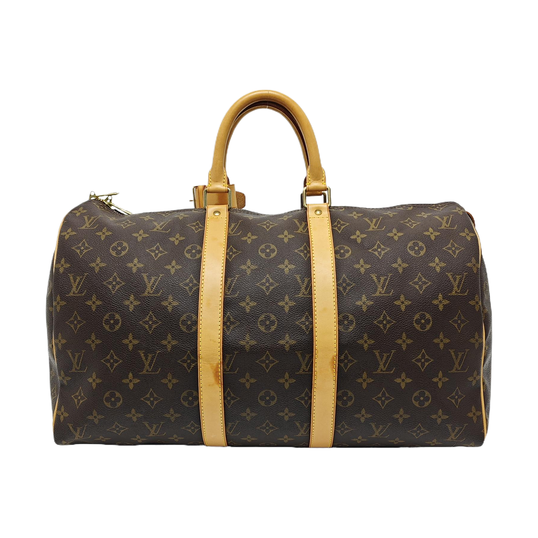 KEEPALL 45 Monogram Coated Canvas Brown