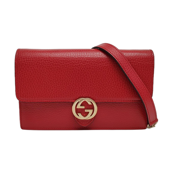 Interlocking G Small Calfskin Red