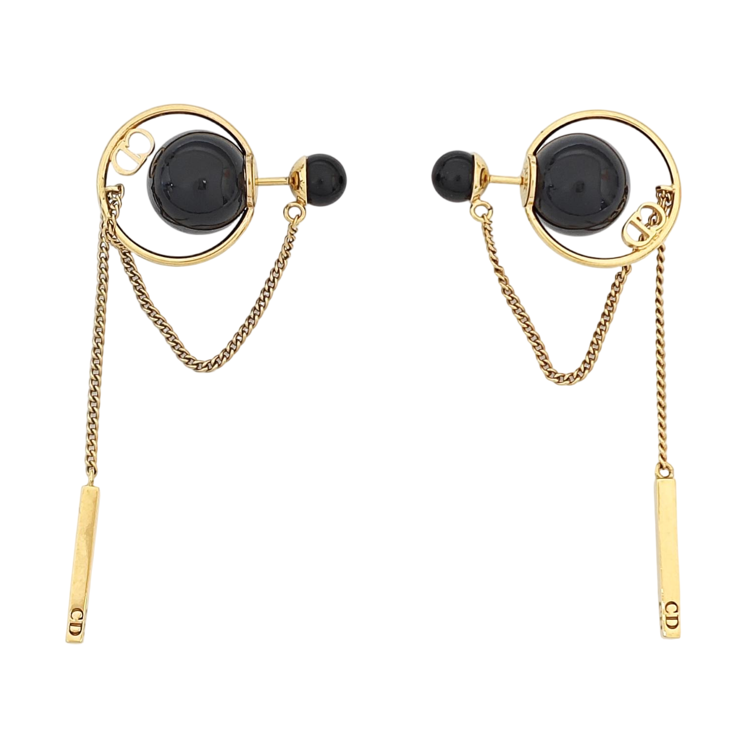 Dior Tribales Metal Black Stud Earrings