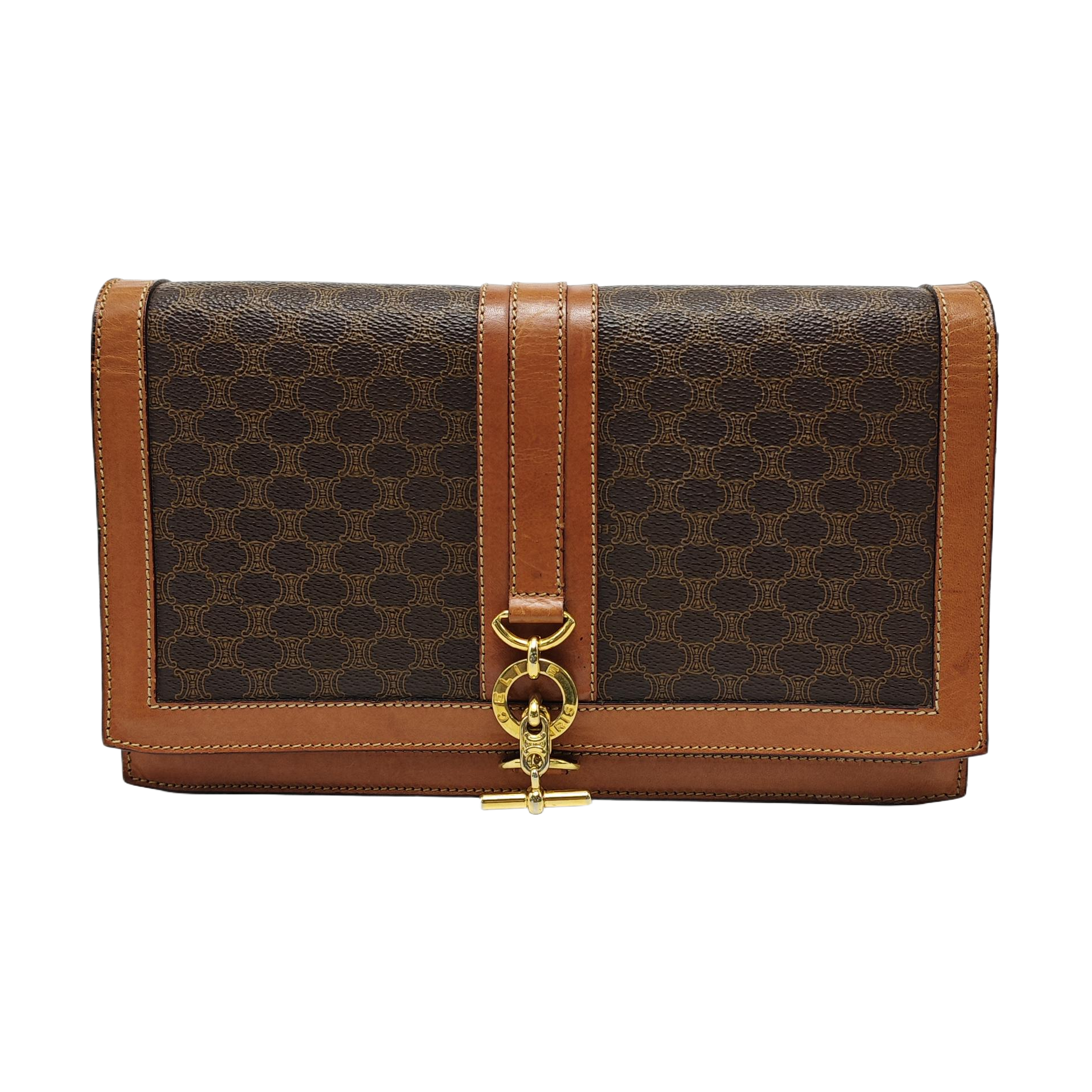 Coated Canvas Shoulder Bag Brown