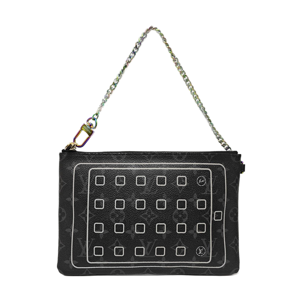 Monogram Coated Canvas Clutch Black