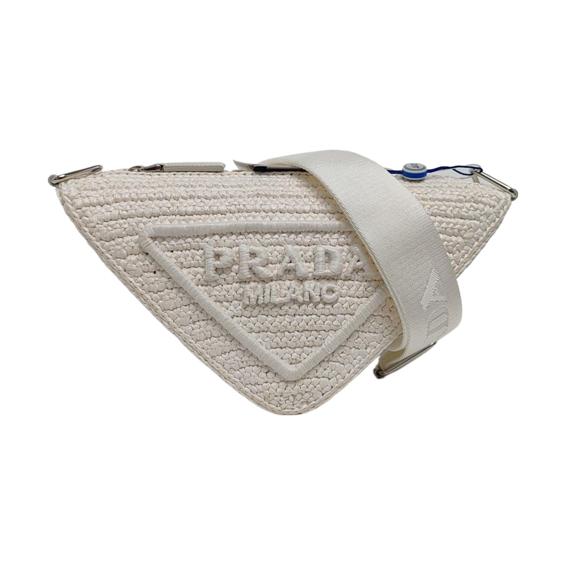 Authenticated pre-owned  Triangle Straw White - Shoulder Bag at Looply