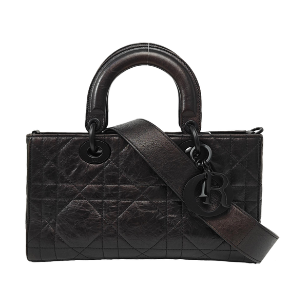 Lady D-Joy Medium Cannage Calfskin Black