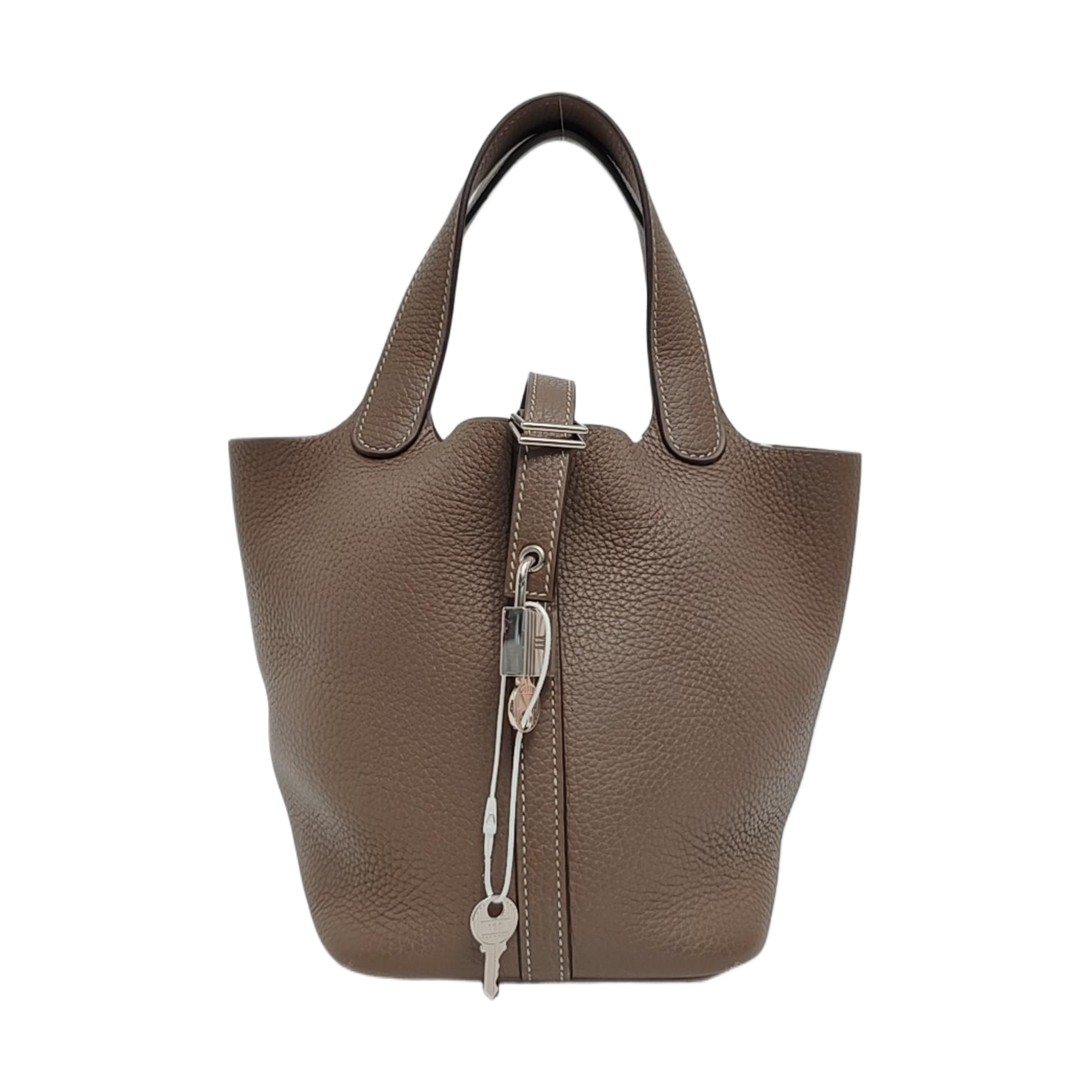 Authenticated pre-owned  Picotin Lock 18 Clemence Grey - Bucket Bag at Looply