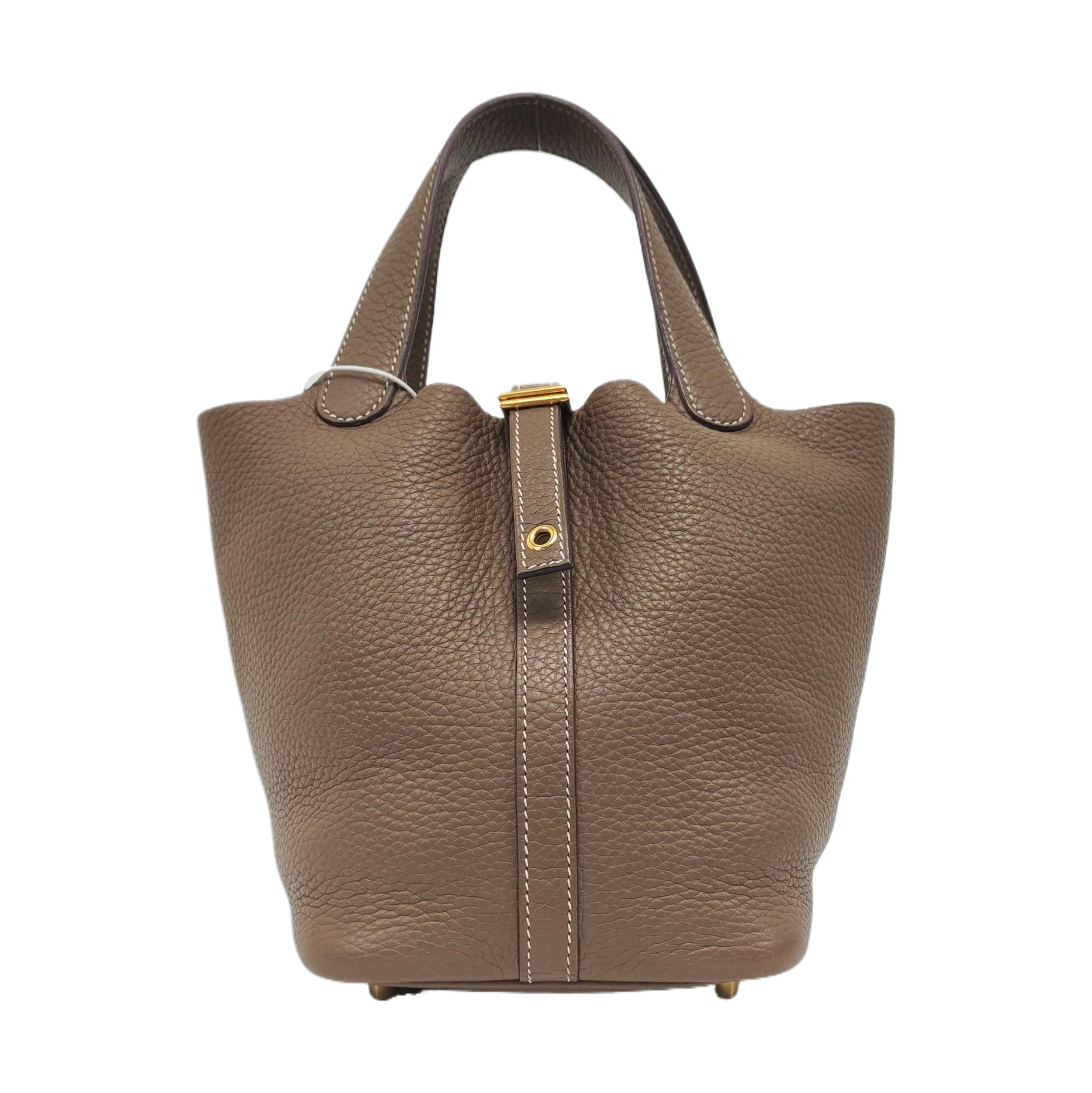 Authenticated pre-owned  Picotin Lock 18 Clemence Grey - Bucket Bag at Looply