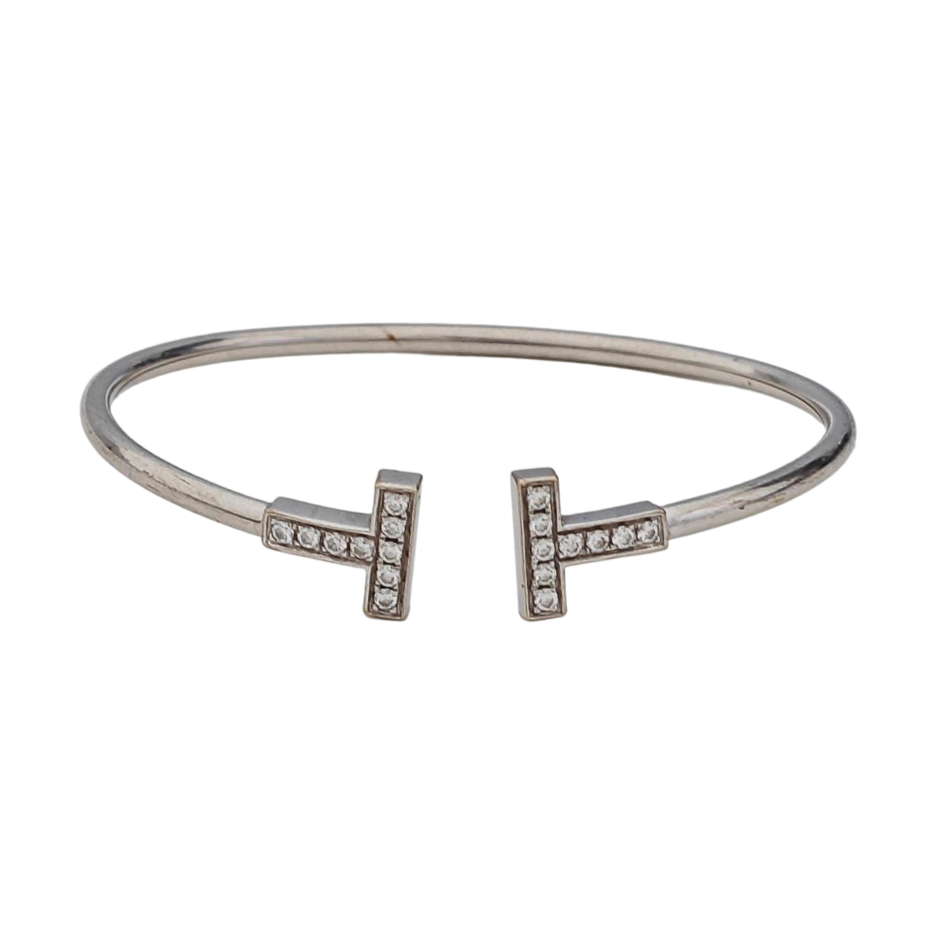 Tiffany T 18k White Gold Silver Bangle